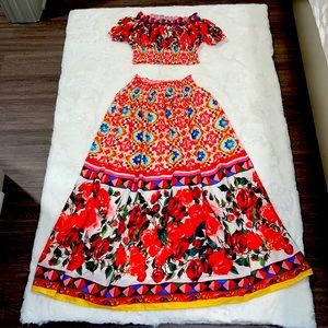 Crop Top with Long Skirt, Stretch, Size Medium, Perfect for Sunday Funday